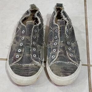 Camo Sneakers Slip On Shoes Distressed Canvas‎ Casual Comfort Flats Women
